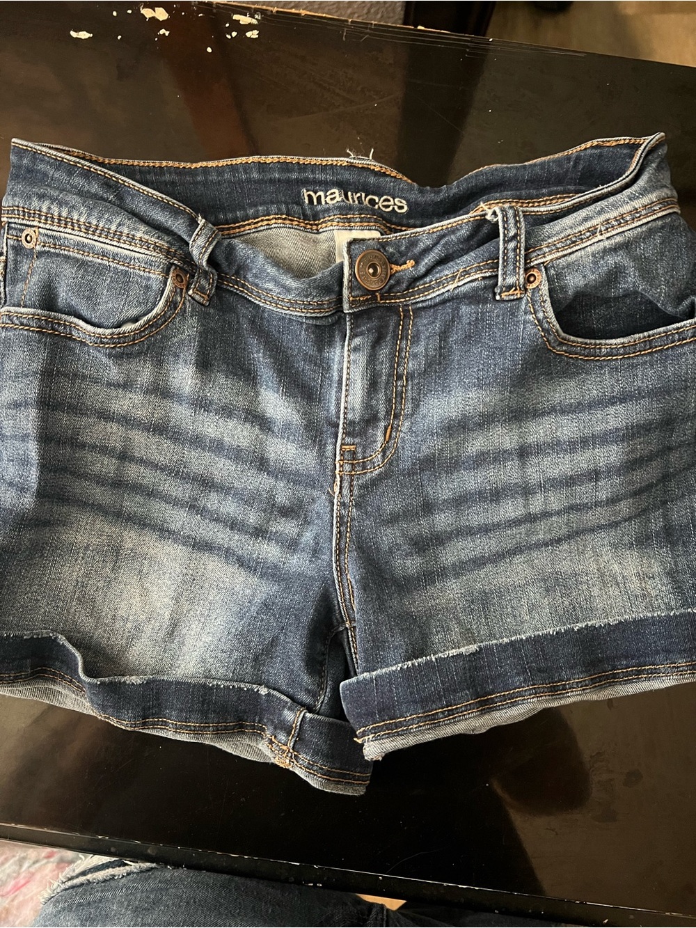 Maurices Dark Blue Denim Cuffed Women's Shorts